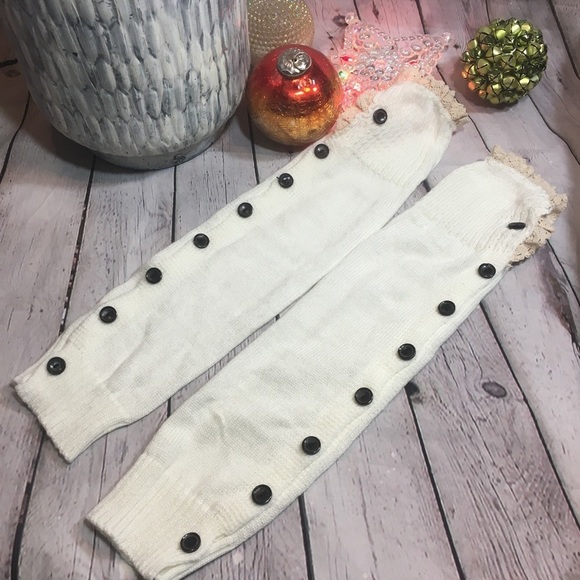 Lace top with button side knit boot sock - Picture 2 of 6